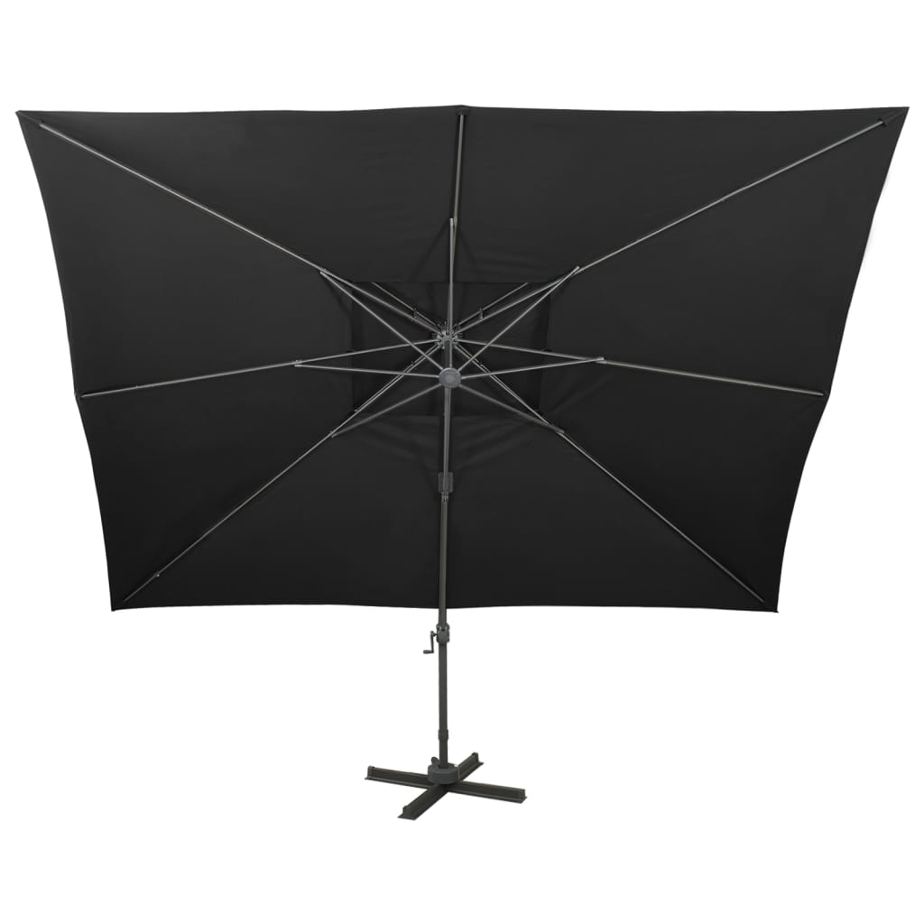 Parasol flotante de Vidaxl con techo doble de 400x300 cm negro