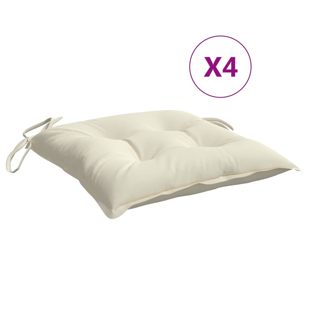 Cojines de silla Vidaxl 4 PCS 40x40x7 CM Oxford Fabric crèmewit
