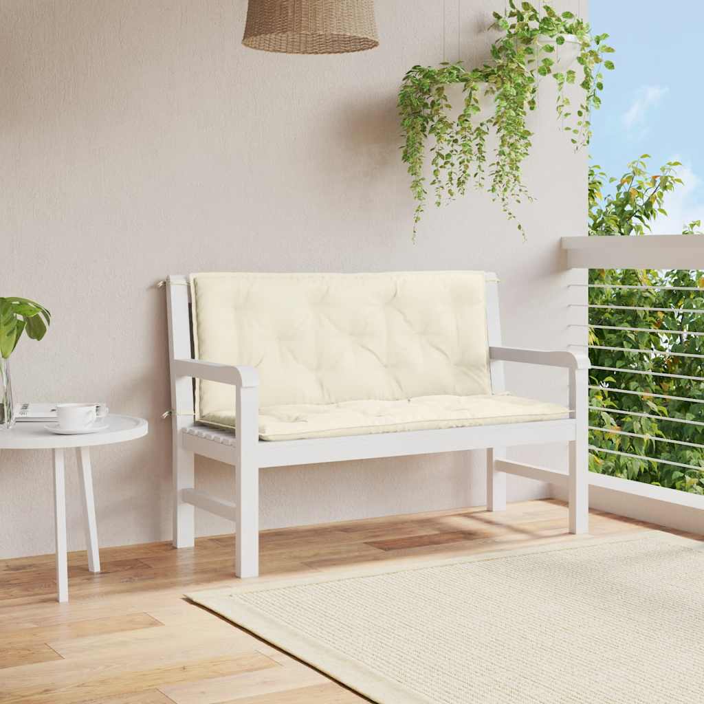 Vidaxl Garden Banch Cushion 120x (50+50) x7 cm Crèmewit in tessuto Oxford