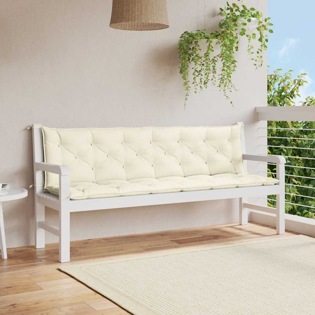 Vidaxl tuinbankkussen 200x(50+50)x7 cm oxford stof crèmewit