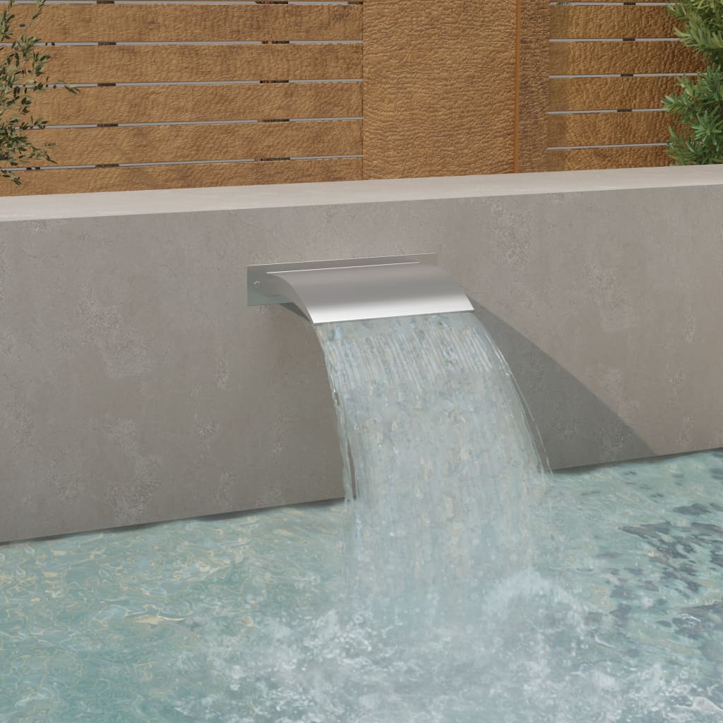 Fuente de piscina Vidaxl 45x26x13 cm de acero inoxidable de color plateado