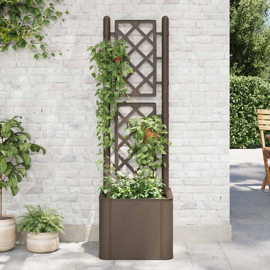 Vidaxl Planter High with Latwerk y System System Mokka