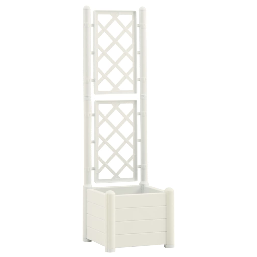 Plantador Vidaxl con latwerk 43x43x142 cm pp blanco
