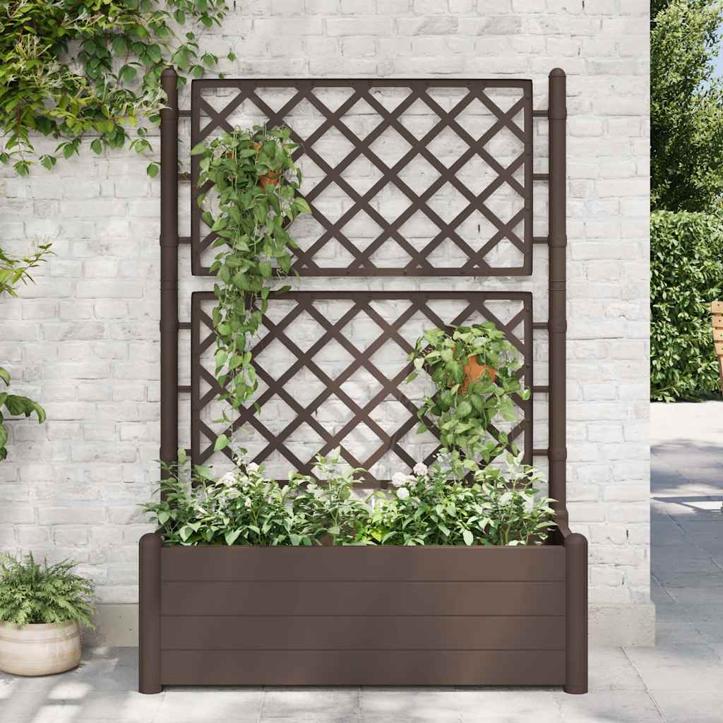 Vidaxl fioriera con latwerk 100x43x142 cm pp mokka
