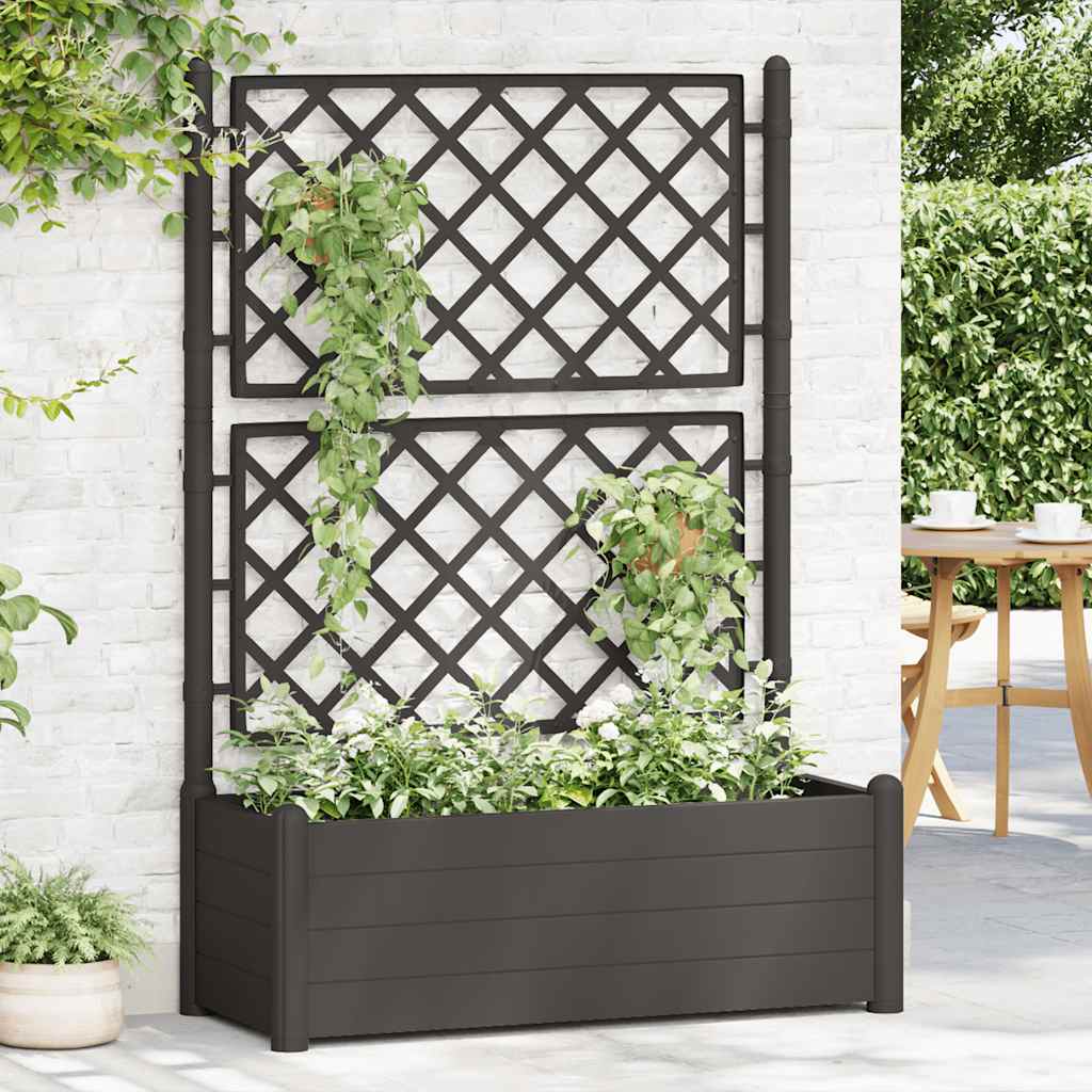 Vidaxl plantenbak met latwerk 100x43x142 cm pp antraciet