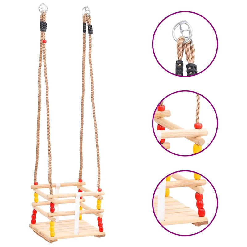 Vidaxl Baby Swing con cinturón de seguridad Pino sólido