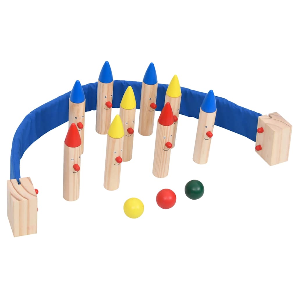 Vidaxl Bowling Game Pine Solid Multi -colorato