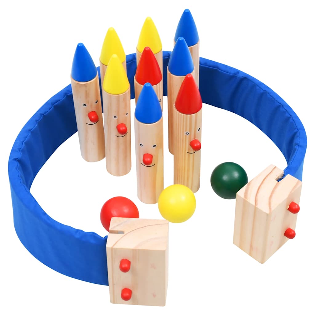 Vidaxl Bowling Game Pine Solid Multi -colorato