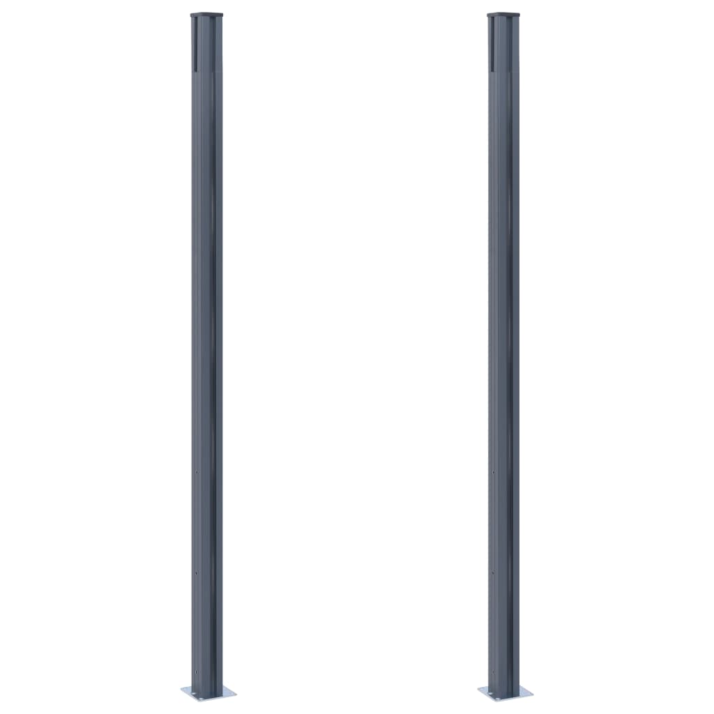 Vidaxl Postes de cerca 2 PC 185 cm de aluminio gris oscuro