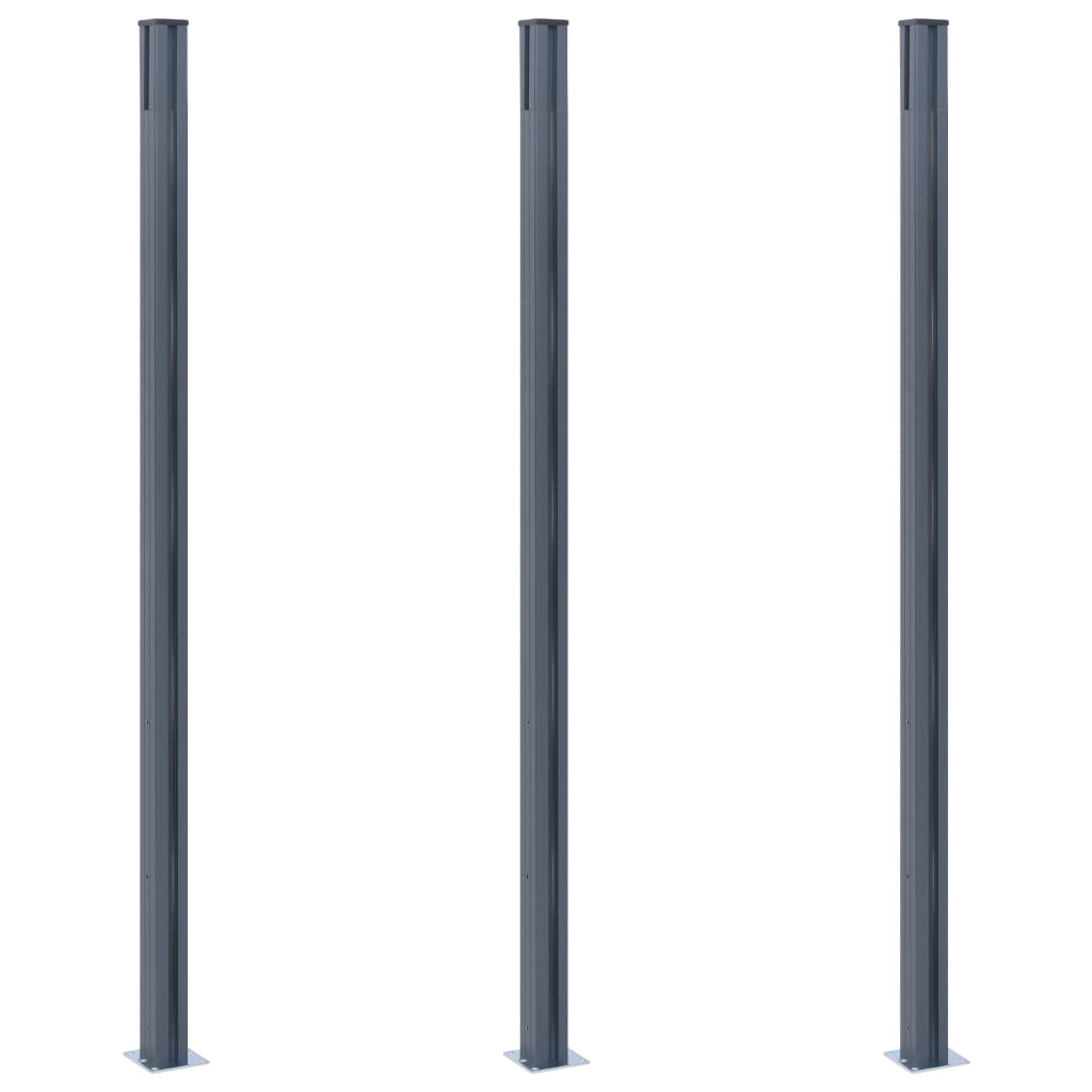 Vidaxl schuttingpalen 3 st 185 cm aluminium donkergrijs