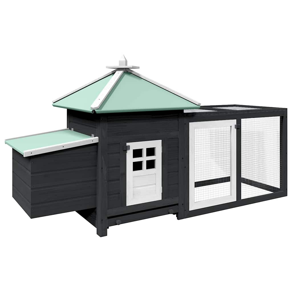 Vidaxl Chicken Coop con Nest Box 190x72x102 Grigio a pino solido