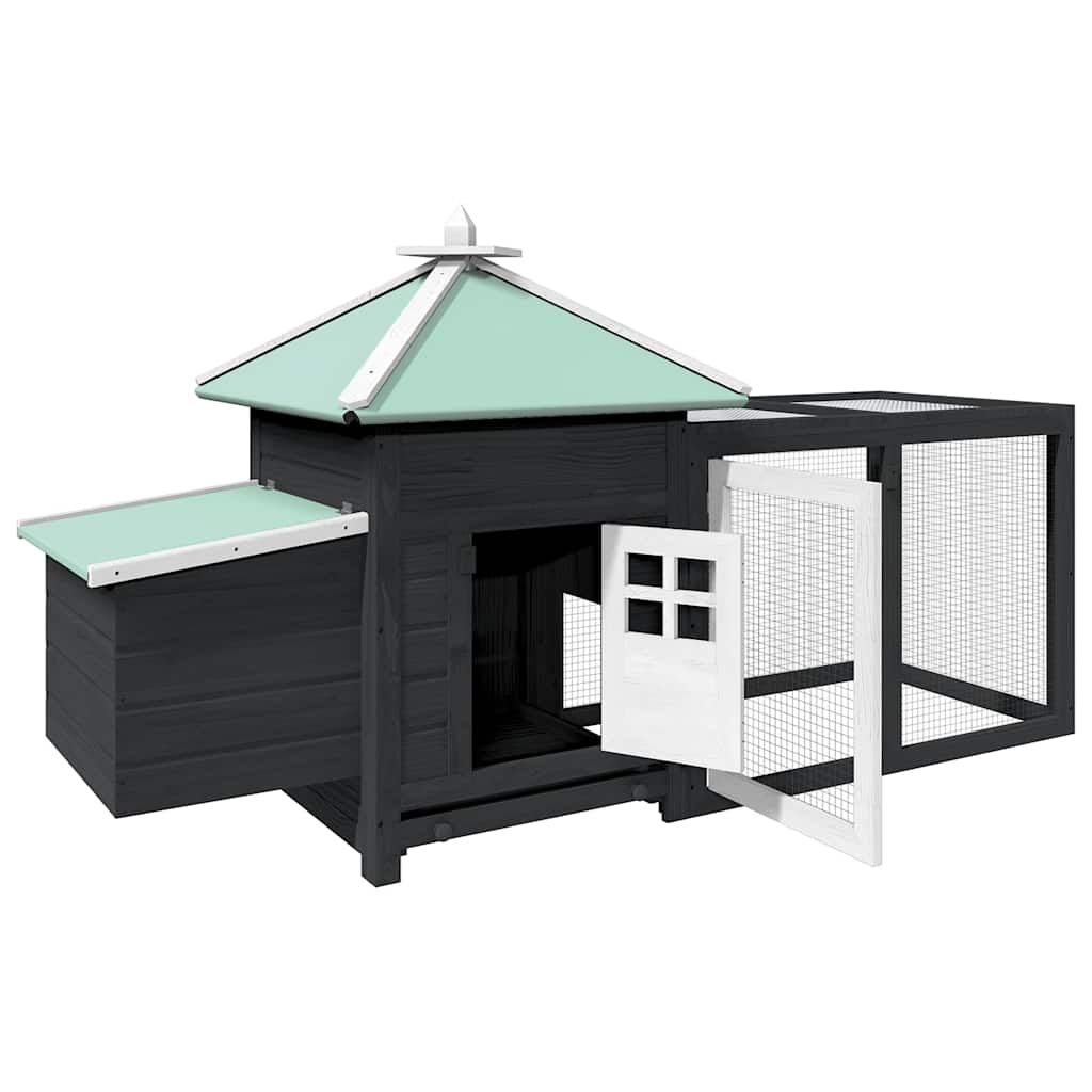 Vidaxl Chicken Coop con Nest Box 190x72x102 Grigio a pino solido