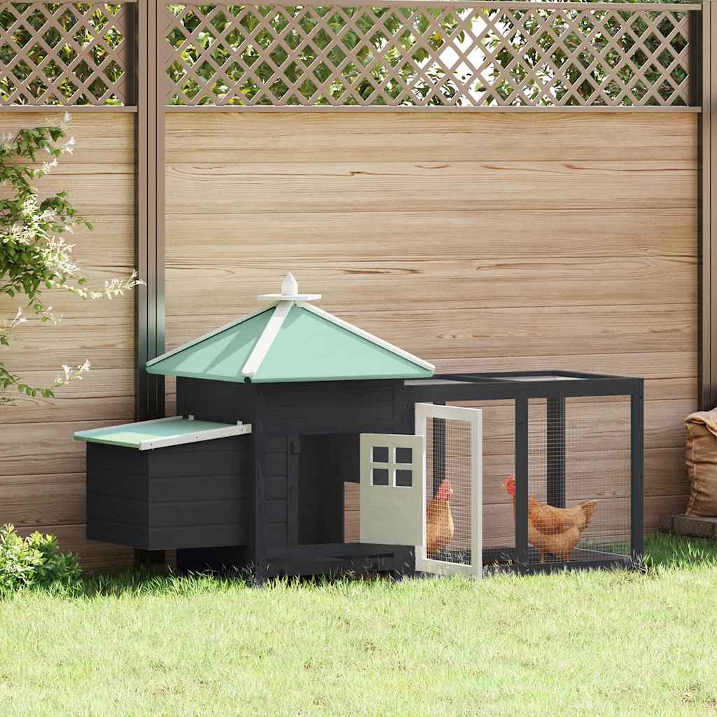 Vidaxl Chicken Coop con Nest Box 190x72x102 Grigio a pino solido