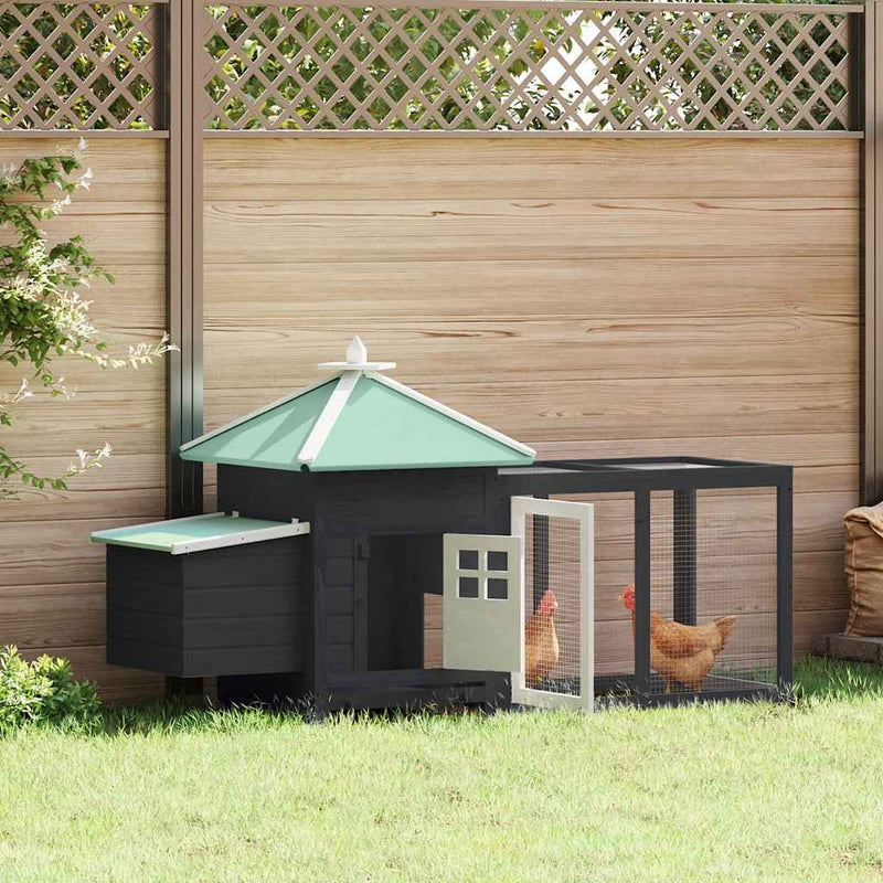 Vidaxl Chicken Coop with Nest Box 190x72x102 Pine Solid Gray