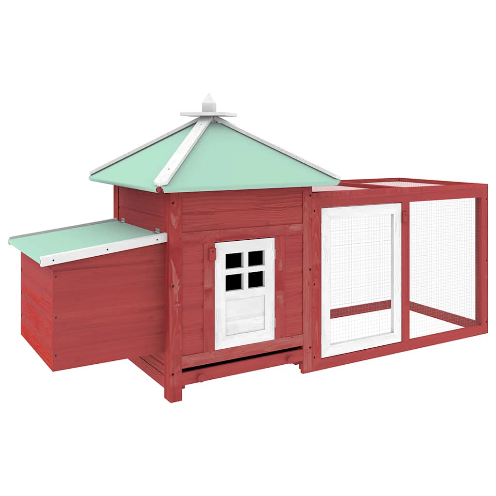 Vidaxl Chicken Coop con Nest Box 190x72x102 Pino solido rosso