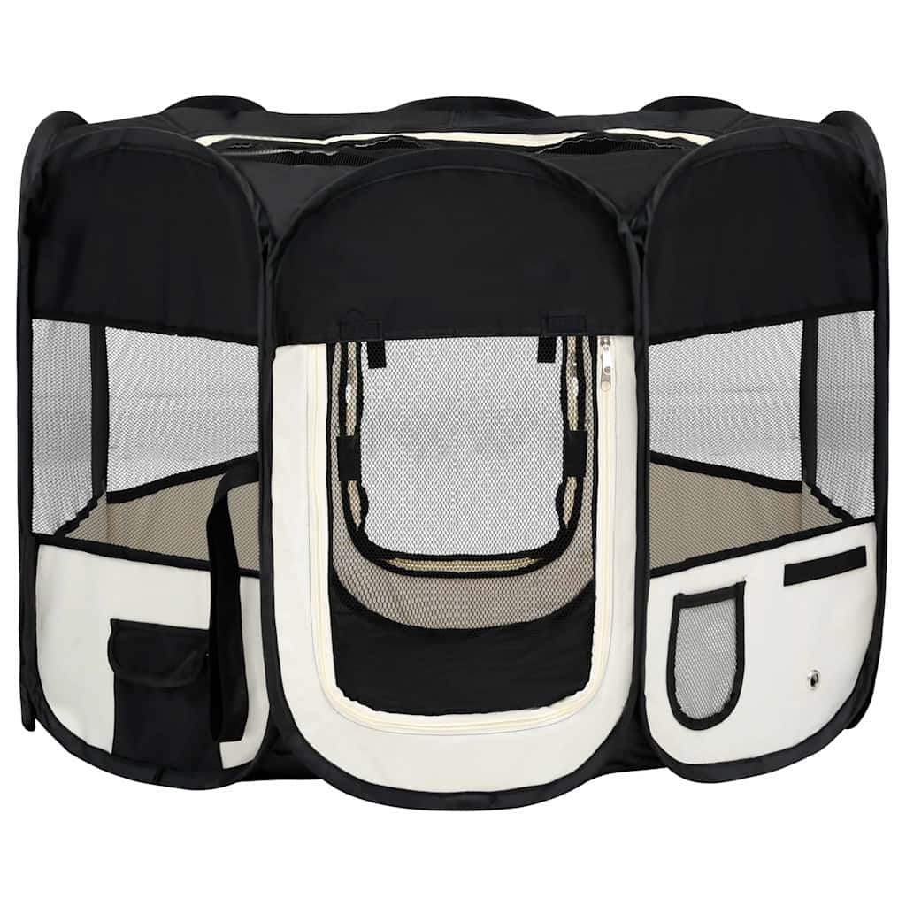 Vidaxl Dog Ren plegable con bolsa portadora 90x90x58 cm negro