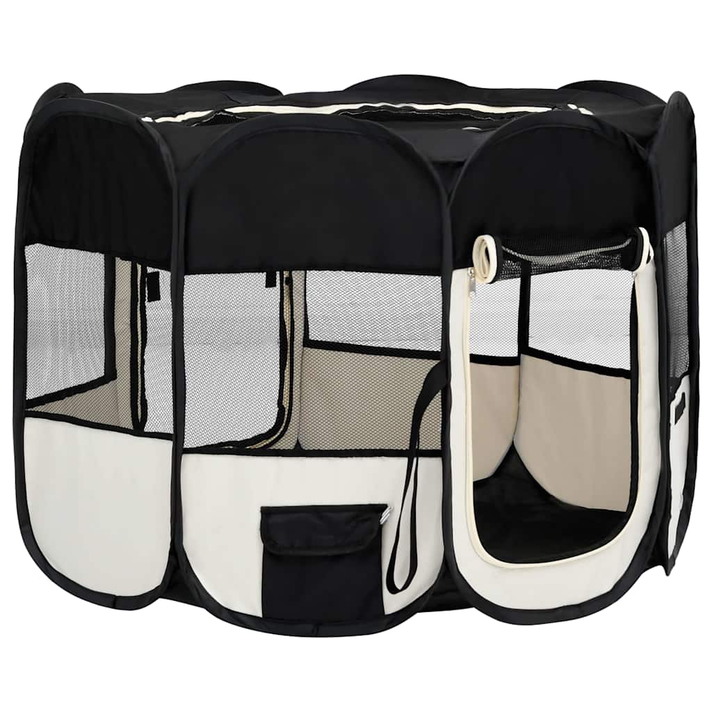 Vidaxl Dog Ren plegable con bolsa portadora 90x90x58 cm negro