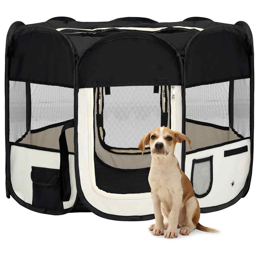 Vidaxl Dog Ren plegable con bolsa portadora 90x90x58 cm negro