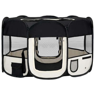 Vidaxl Dog Ren plegable con bolsa portadora 125x125x61 cm negro