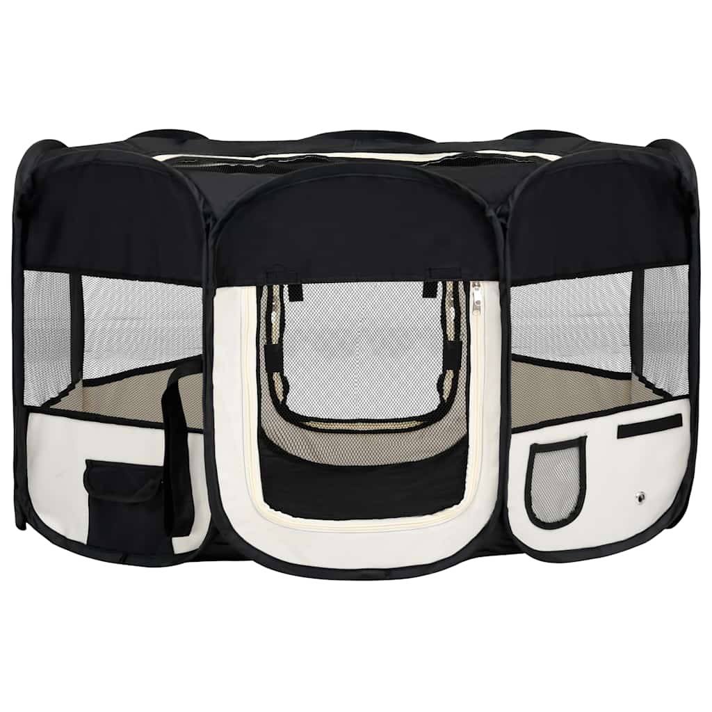Vidaxl Dog Ren plegable con bolsa portadora 145x145x61 cm negro