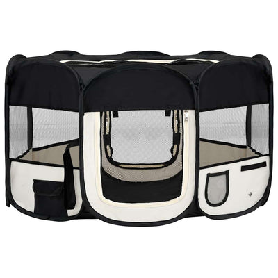 Vidaxl Dog Ren plegable con bolsa portadora 145x145x61 cm negro