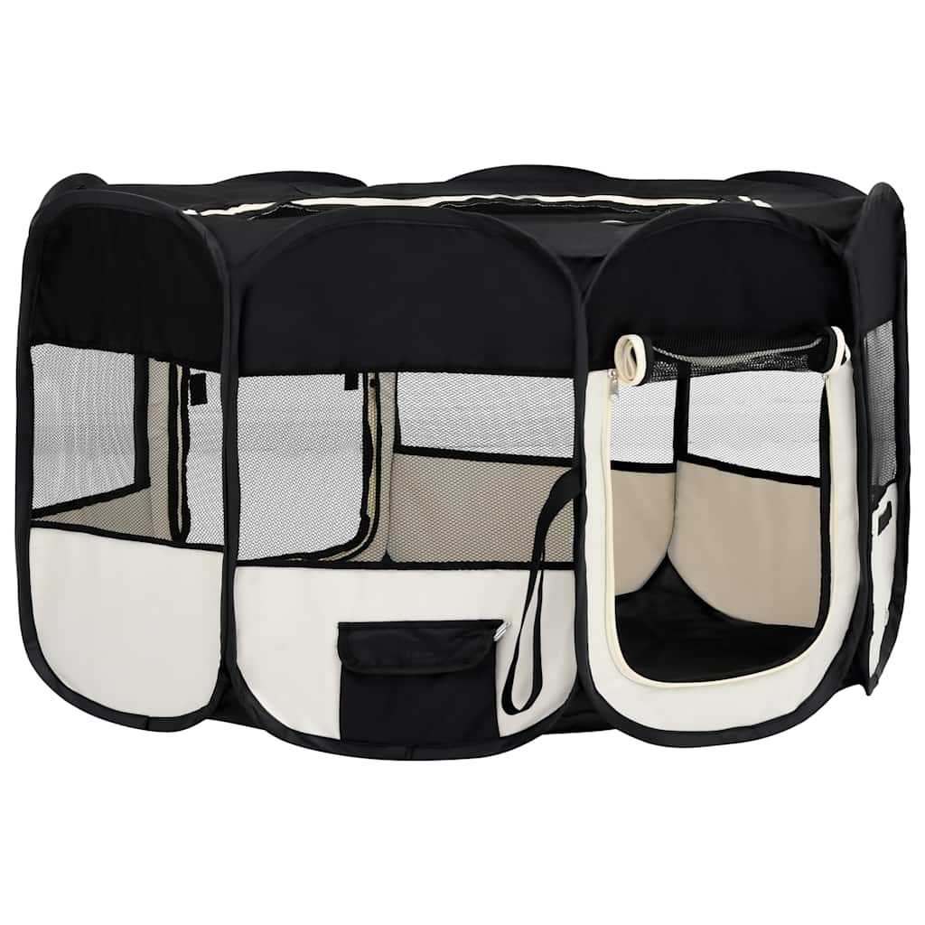Vidaxl Dog Ren plegable con bolsa portadora 145x145x61 cm negro