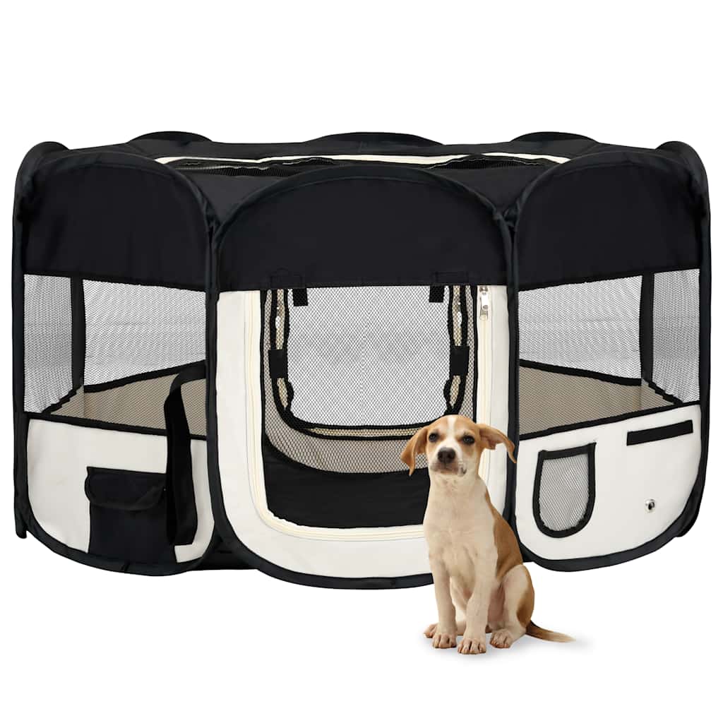 Vidaxl Dog Ren plegable con bolsa portadora 145x145x61 cm negro