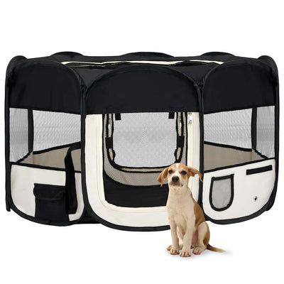 Vidaxl Dog Ren plegable con bolsa portadora 145x145x61 cm negro