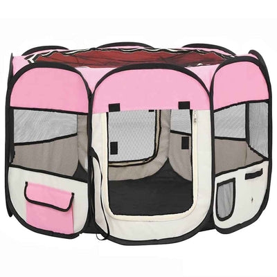 Vidaxl Dog Ren plegable con bolsa portadora 90x90x58 cm rosa