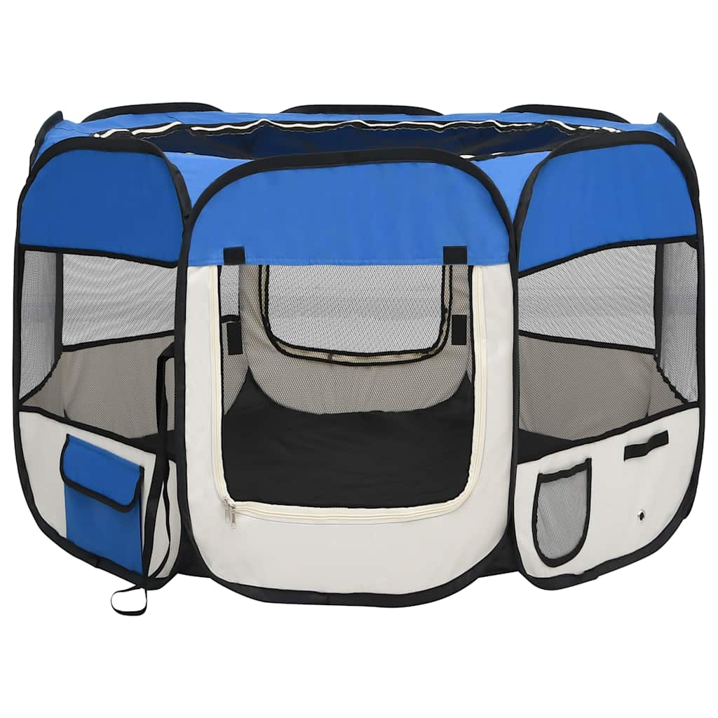 Vidaxl Dog Ren plegable con bolsa portadora 90x90x58 cm azul