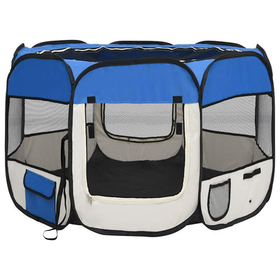 Vidaxl Dog Ren plegable con bolsa portadora 90x90x58 cm azul