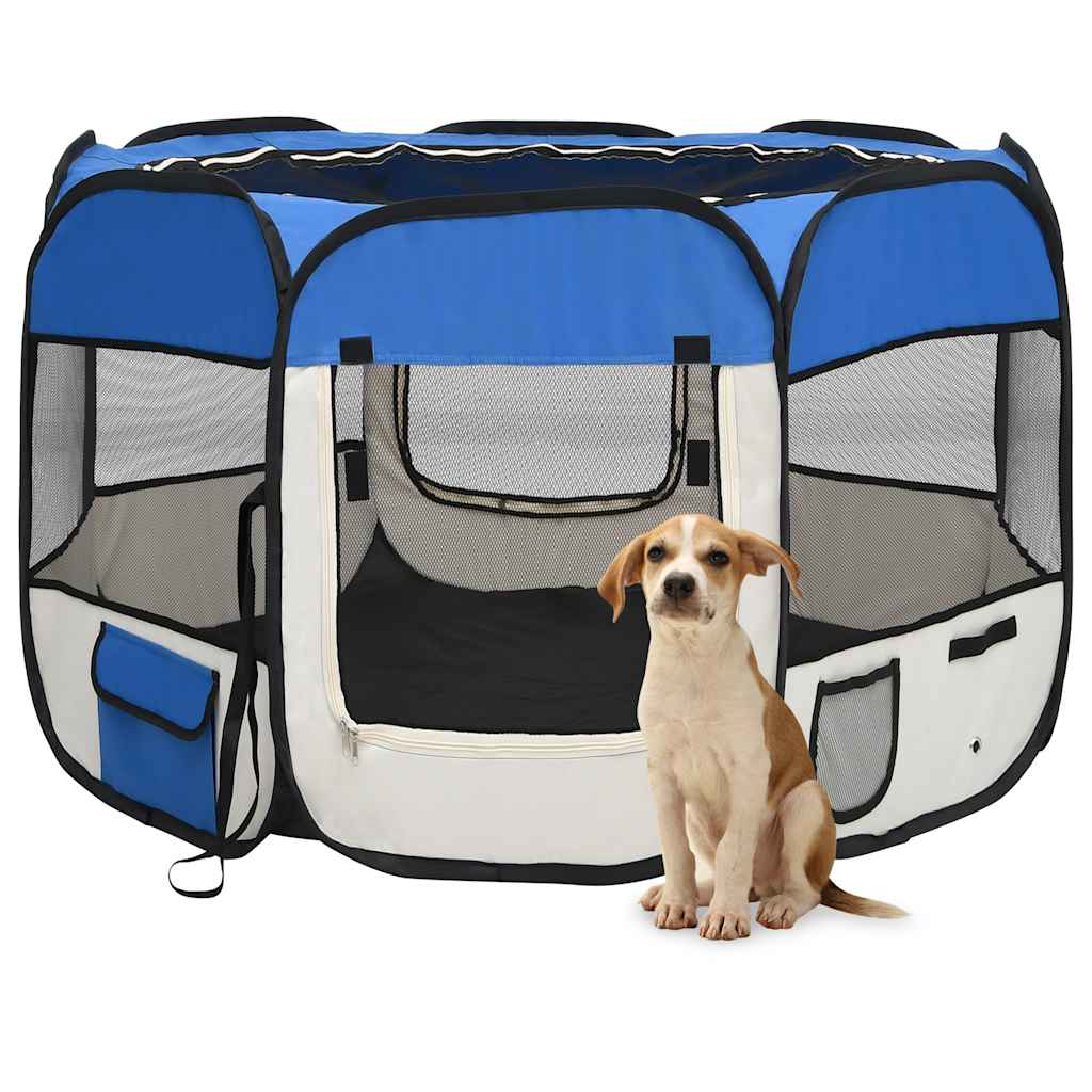 Vidaxl Dog Ren plegable con bolsa portadora 90x90x58 cm azul