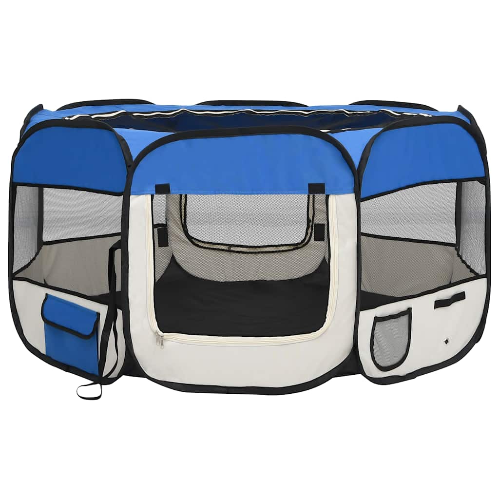 Vidaxl Dog Ren plegable con bolsa portadora 125x125x61 cm azul