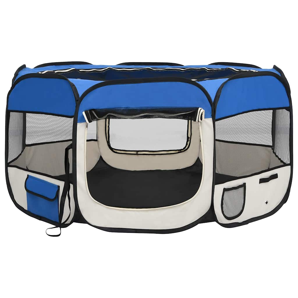 Vidaxl Dog Ren plegable con bolsa portadora 125x125x61 cm azul