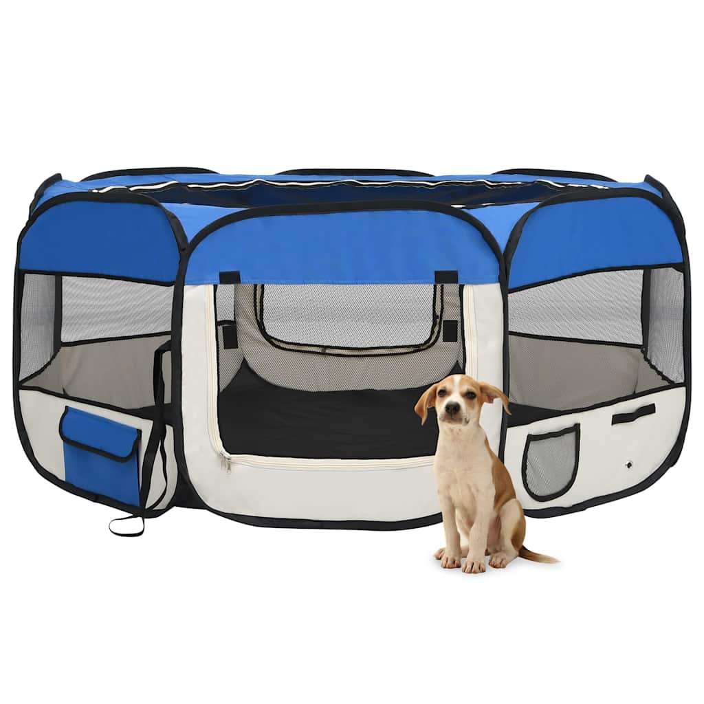 Vidaxl Dog Ren plegable con bolsa portadora 145x145x61 cm azul