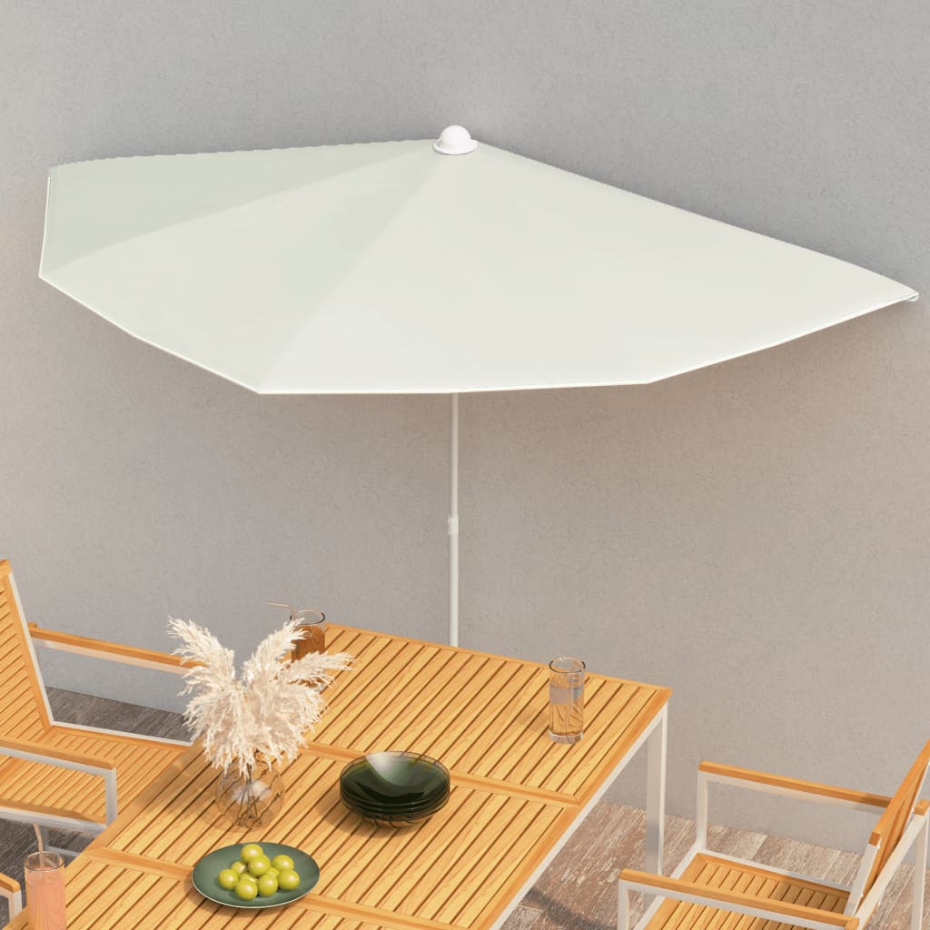 Vidaxl parasol half met paal 180x90 cm zandkleurig