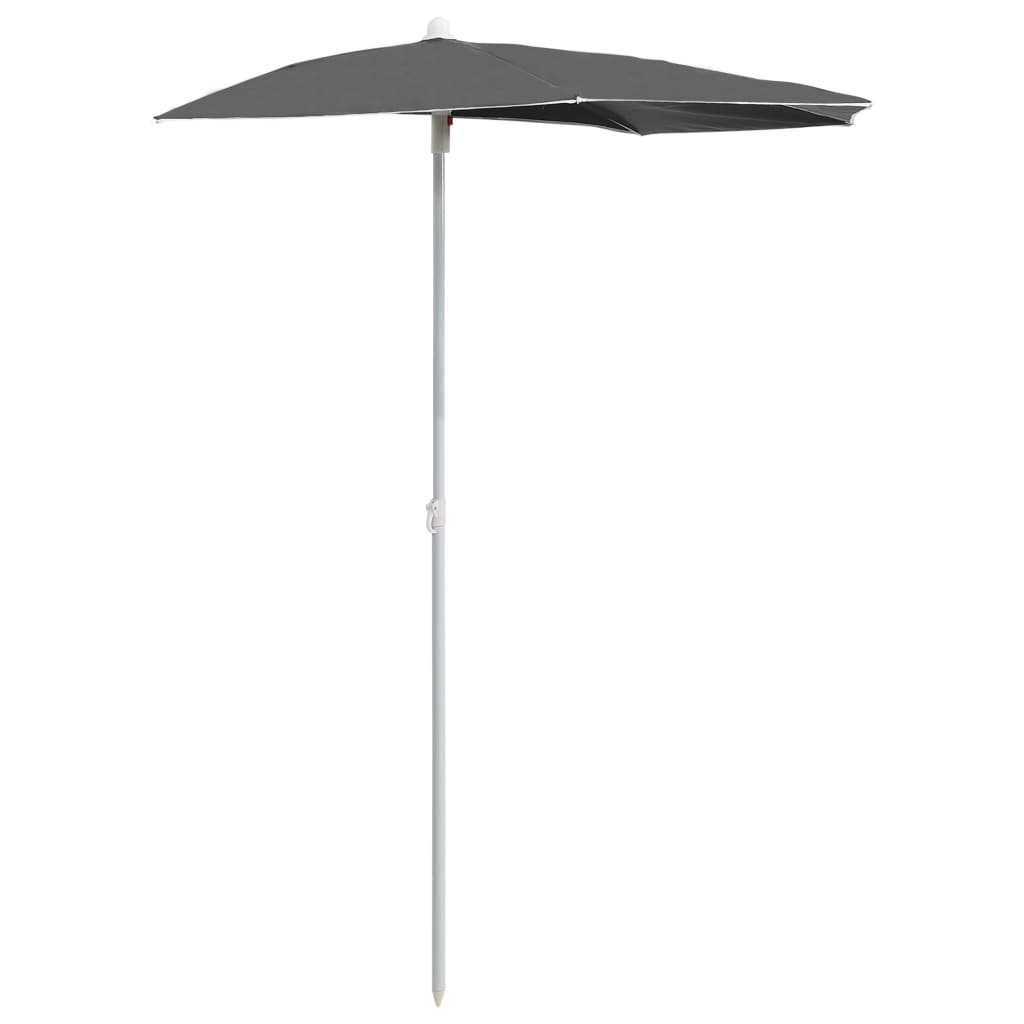 Mezzo ombrellone Vidaxl con palo 180x90 cm antracite