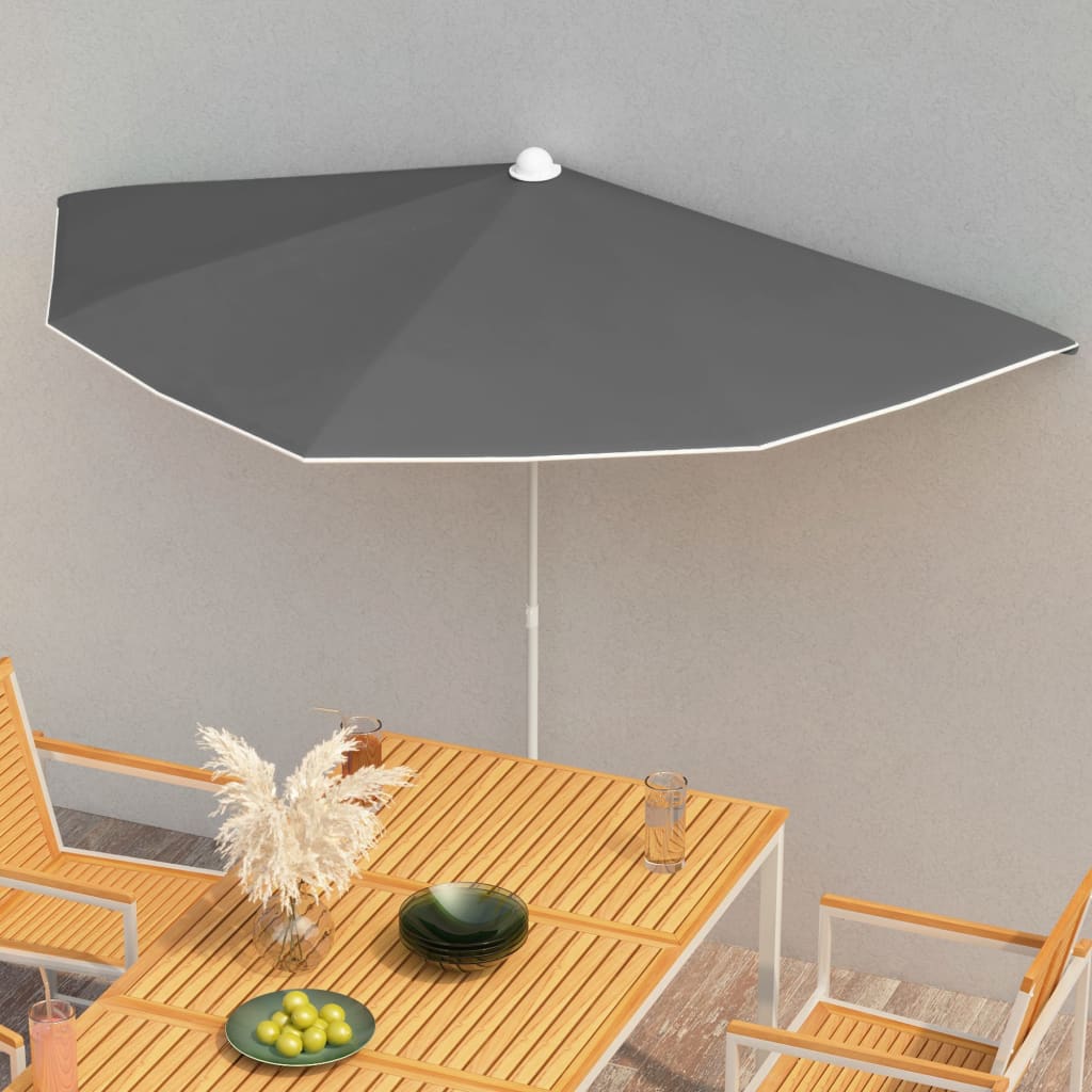 Mezzo ombrellone Vidaxl con palo 180x90 cm antracite