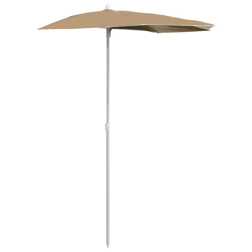 Mezzo ombrellone Vidaxx con palo 180x90 cm tortora