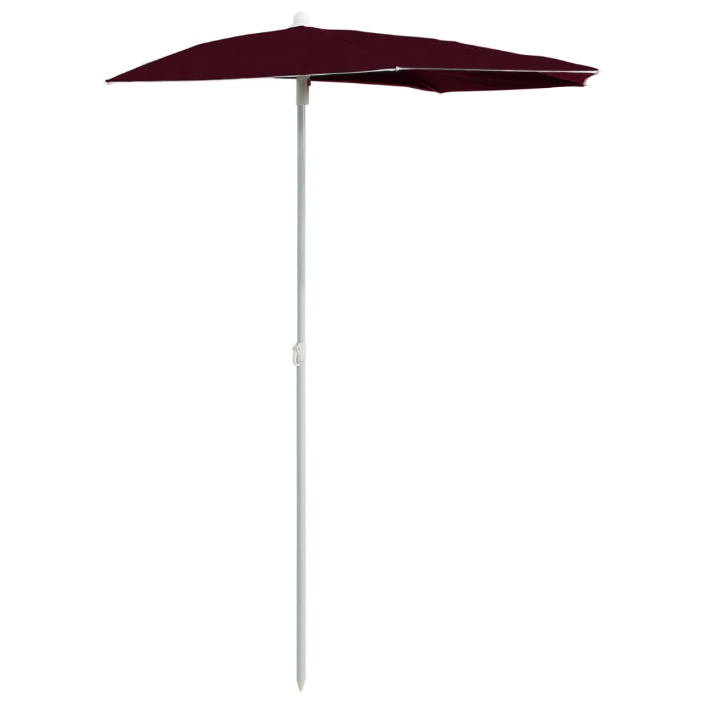 Vidaxl Parasol Half con poste 180x90 cm Burdeos rojo