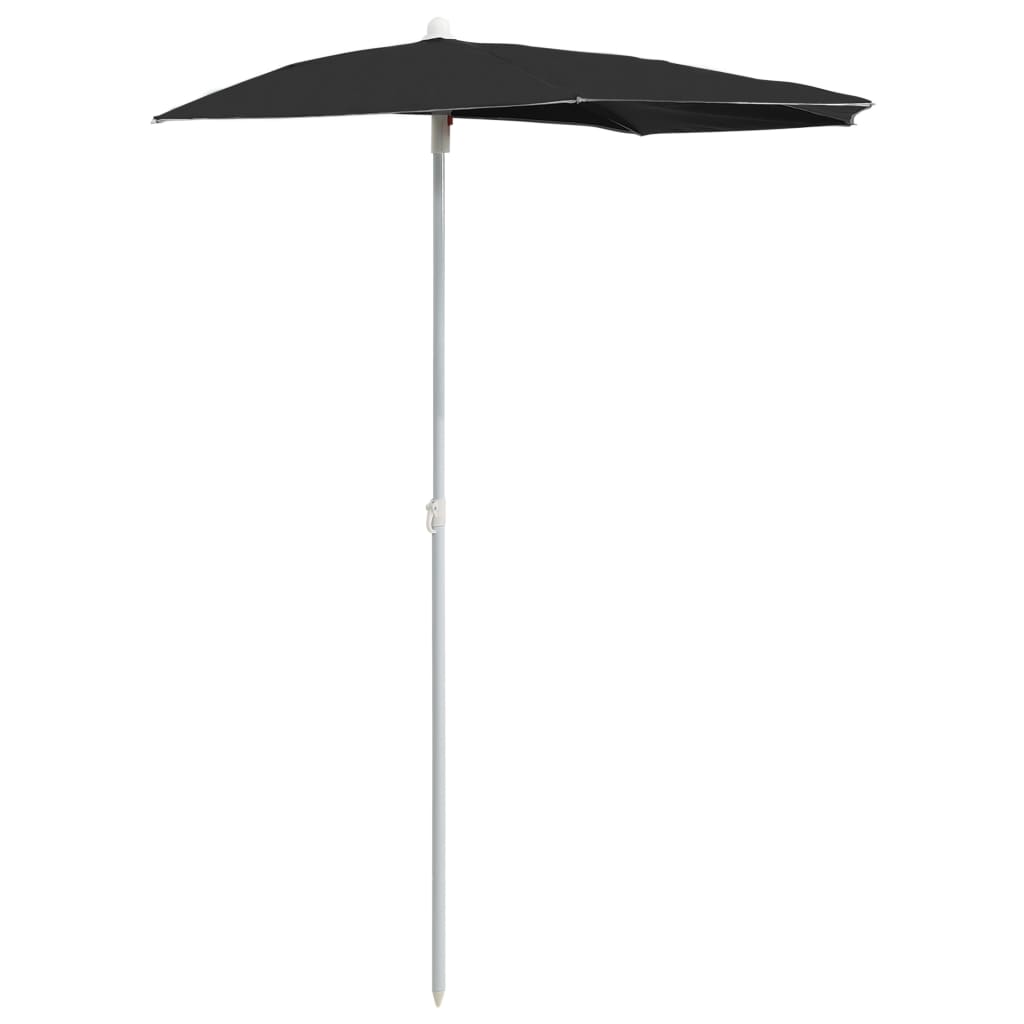 Vidaxl parasol half met paal 180x90 cm zwart