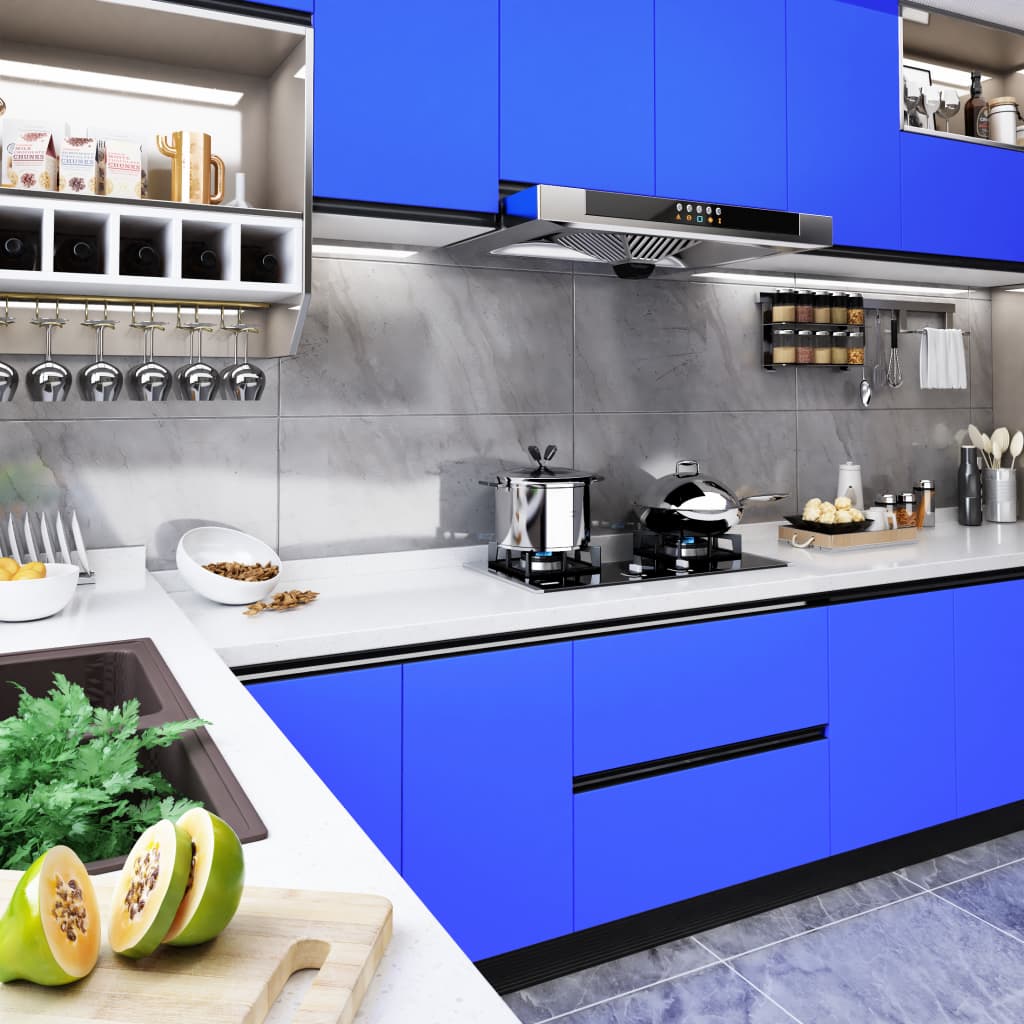 Vidaxl muebles Aceite autoadhesivo 500x90 cm PVC Alto brillo azul