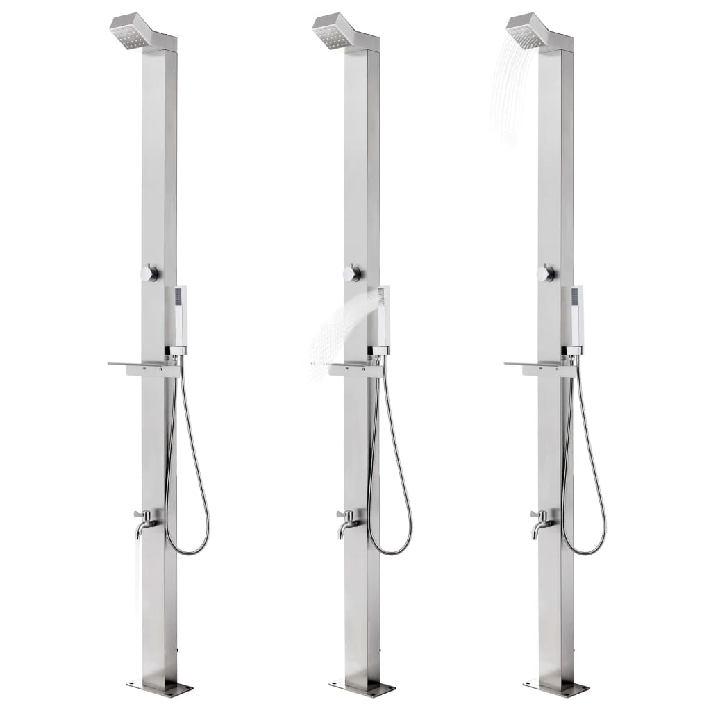 Vidaxl Ducha al aire libre 220 cm de acero inoxidable