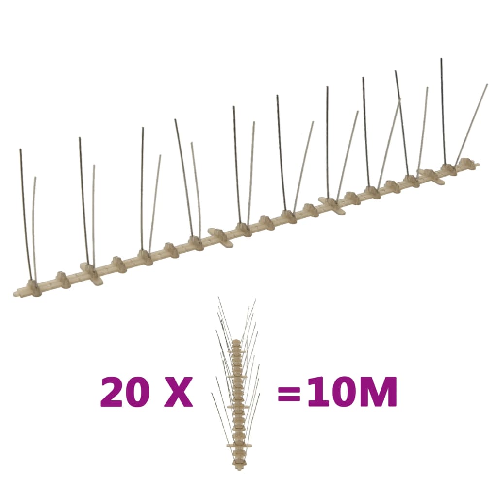 Spille per uccelli e piccioni Vidaxl con 2 file 20 pz 10 m plastica