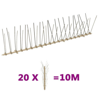 Spille per uccelli e piccioni Vidaxl con 4 file 20 pz 10 m plastica