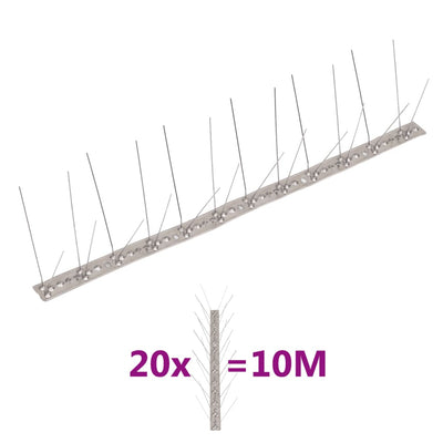 Vidaxl Pins Vogelen Pigeon con 4 filas de acero inoxidable de 20 m 10 m