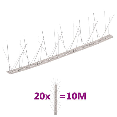 Vidaxl Pins Vogelen Pigeon con 5 filas de acero inoxidable de 20 m 10 m