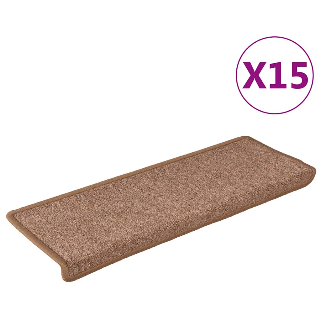 Esteras de escalera de Vidaxl 15 st 65x21x4 cm marrón