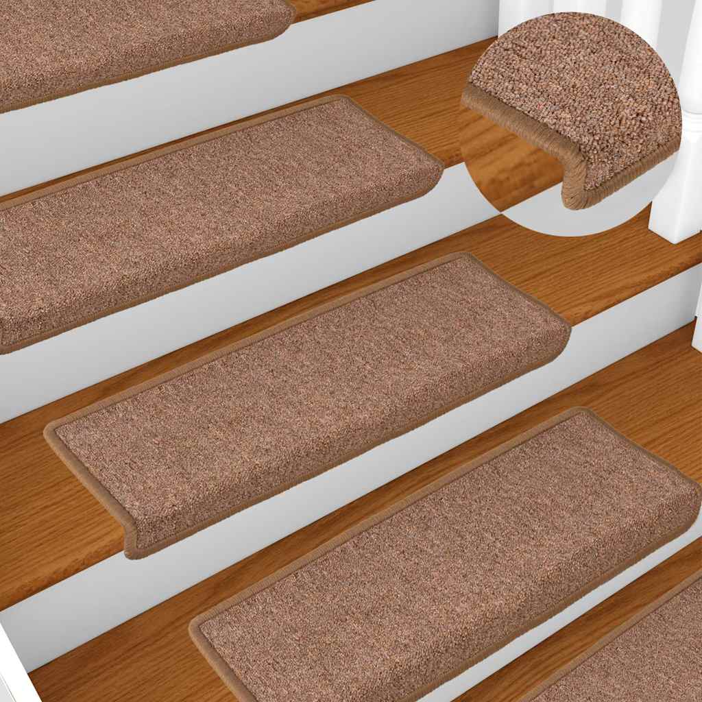 Vidaxl trapmatten 15 st 65x21x4 cm bruin rechthoekige rand