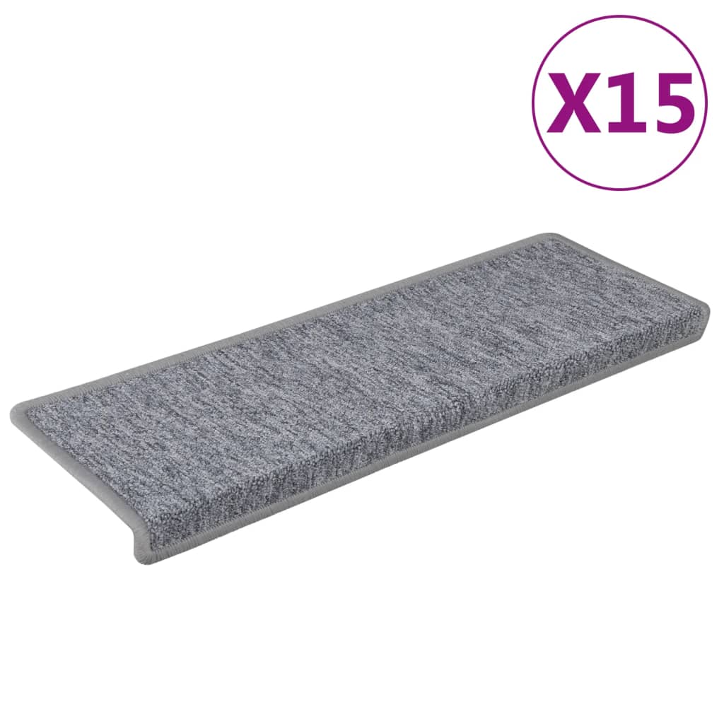 Vidaxl trapmatten 15 st 65x21x4 cm lichtgrijs met rechthoekige rand